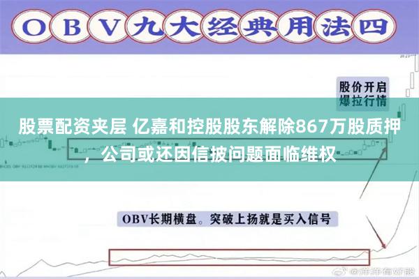 股票配资夹层 亿嘉和控股股东解除867万股质押，公司或还因信披问题面临维权